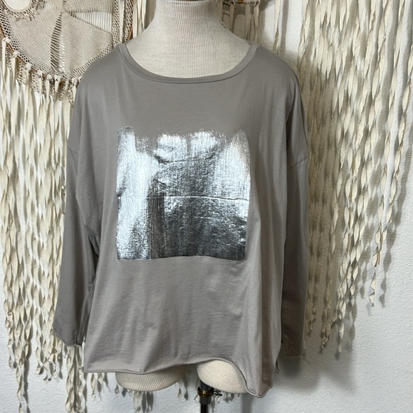 by Lauren G Tops By Lauren G Pima Cotton Foil Luxury